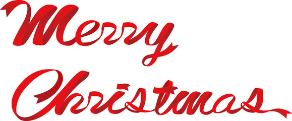 一筆書きのメリークリスマスのリボン文字(赤)