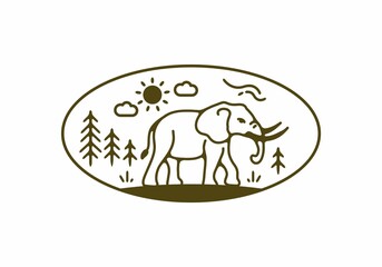 Line art illustration of elephant