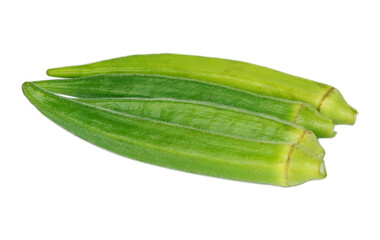 Fresh okras over white background