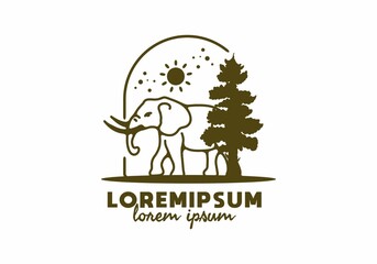 Line art illustration of elephant