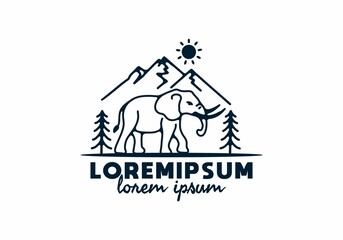 Line art illustration of elephant