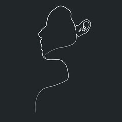 Surreal Faces Continuous line, drawing of set faces and hairstyle, fashion concept, woman beauty minimalist, vector illustration pretty sexy. Contemporary portrait