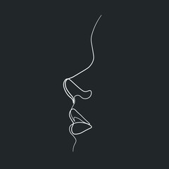 Surreal Faces Continuous line, drawing of set faces and hairstyle, fashion concept, woman beauty minimalist, vector illustration pretty sexy. Contemporary portrait