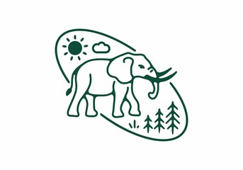 Line art illustration of elephant