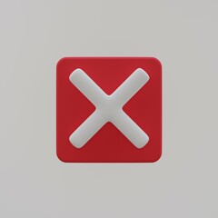 Obraz premium Declined negative wrong incorrect no disagree tick sign 3D rendering illustration