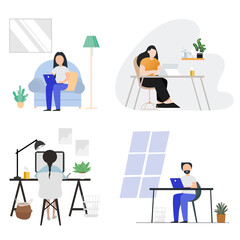 Work at home.freelance working online from home.illustrated.