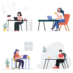 Work at home.freelance working online from home.illustrated.
