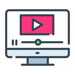 video marketing flat line design, SEO and web flat design for mobile concepts and web apps. Collection of modern infographic logo and pictogram.