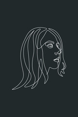 Surreal Faces Continuous line, drawing of set faces and hairstyle, fashion concept, woman beauty minimalist, vector illustration pretty sexy. Contemporary portrait