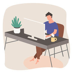 Work at home.freelance working online from home.illustrated.