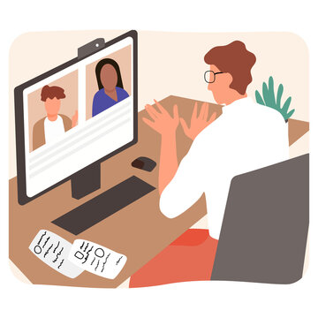 Work at home.freelance working online from home.illustrated.