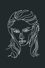 Surreal Faces Continuous line, drawing of set faces and hairstyle, fashion concept, woman beauty minimalist, vector illustration pretty sexy. Contemporary portrait