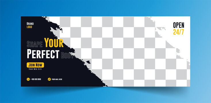 Fitness Web Banner Template, Gym Social Media Post