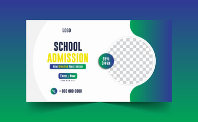 School Admission Social Media Post Template, Back to school web banner template