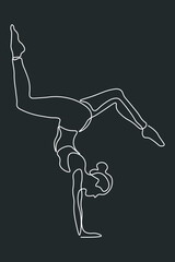 Continuous line woman doing yoga exercise fitness simple lines Hand drawn style illustration vector