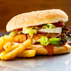 illustration burger végétarien fait maison pour restaurant ou snack 