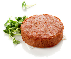Vegan burger patty isolated on white