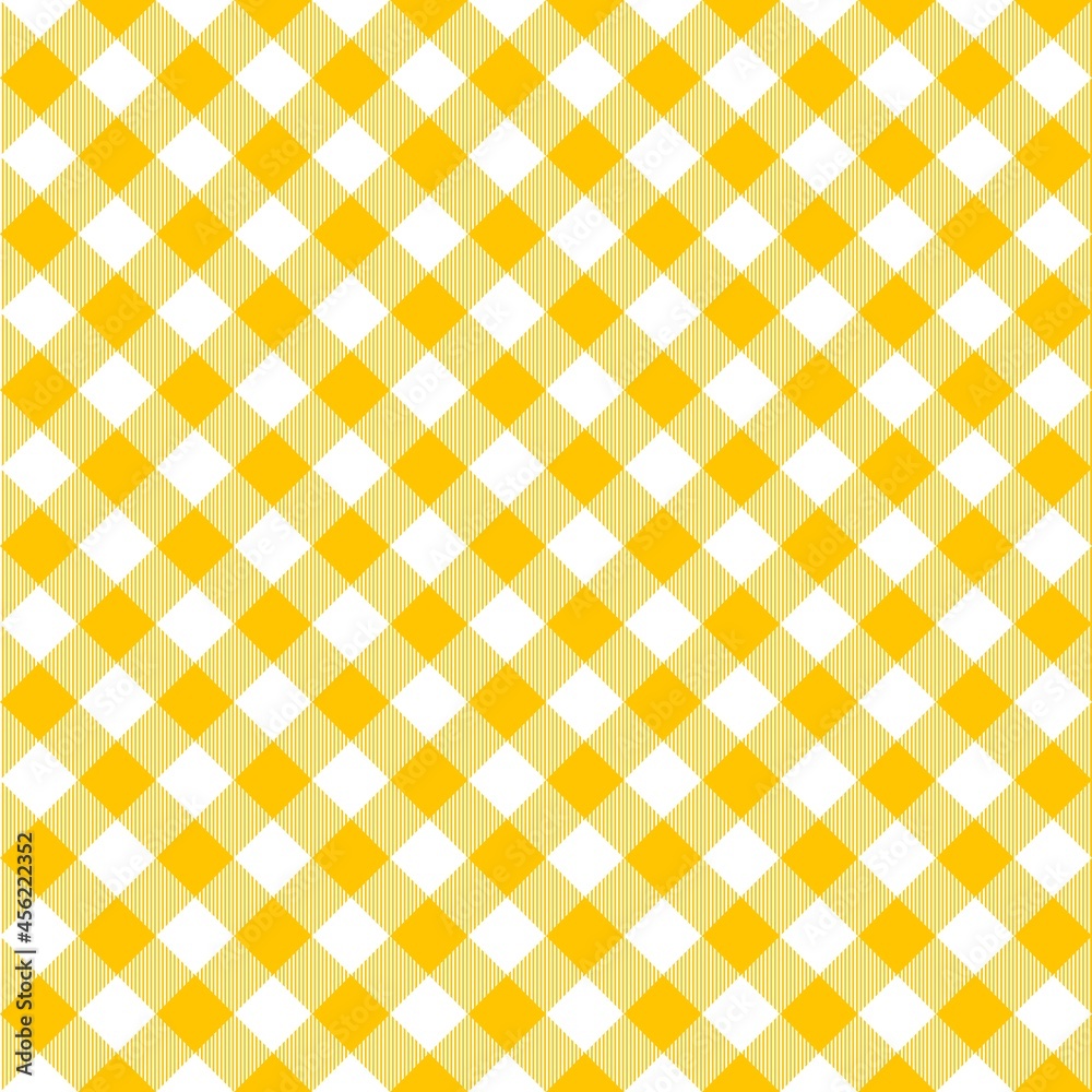 Poster Yellow diagonal gingham tablecloth pattern