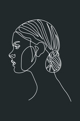 Surreal Faces Continuous line, drawing of set faces and hairstyle, fashion concept, woman beauty minimalist, vector illustration pretty sexy. Contemporary portrait