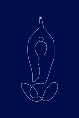 Continuous line woman doing yoga exercise fitness simple lines Hand drawn style illustration vector