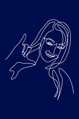 Surreal Faces Continuous line, drawing of set faces and hairstyle, fashion concept, woman beauty minimalist, vector illustration pretty sexy. Contemporary portrait