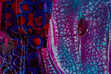 Pattern of multicolor abstract acrylic contemporary art craquelure texture