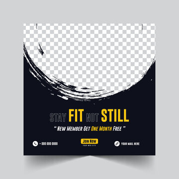 Fitness Web Banner Template, Gym Social Media Post