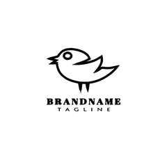Fototapeta na wymiar bird logo cartoon icon design symbol black isolated vector illustration