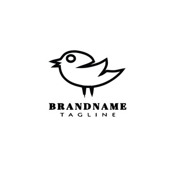 bird logo cartoon icon design symbol black isolated vector illustration