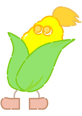トウモロコシのシンプルでかわいいキャラクターイラスト