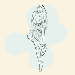 Surreal Faces Continuous line, drawing of set faces and hairstyle, fashion concept, woman beauty minimalist, vector illustration pretty sexy. Contemporary portrait