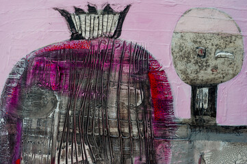 Pattern of multicolor abstract acrylic contemporary art craquelure texture