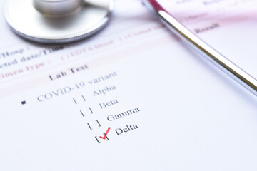 Delta variant COVID-19 positive, laboratory result of COVID-19 variant and positive with delta or...