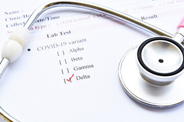 Delta variant COVID-19 positive, laboratory result of COVID-19 variant and positive with delta or...