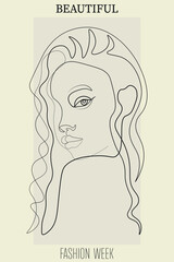 Surreal Faces Continuous line, drawing of set faces and hairstyle, fashion concept, woman beauty minimalist, vector illustration pretty sexy. Contemporary portrait