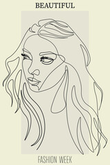 Surreal Faces Continuous line, drawing of set faces and hairstyle, fashion concept, woman beauty minimalist, vector illustration pretty sexy. Contemporary portrait