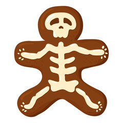 Halloween and All Saints' Day symbol skeleton cookie vector colorful flat cartoon isolated illustration.