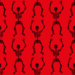 Fototapeta na wymiar pattern of skeletons on a red background