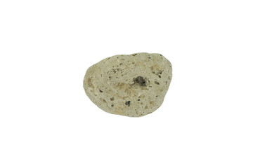 A specimen of pumice rock isolated on white background.  A pumice stone is formed when lava and water mix together.