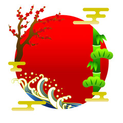 浮世絵風の和風フレーム素材