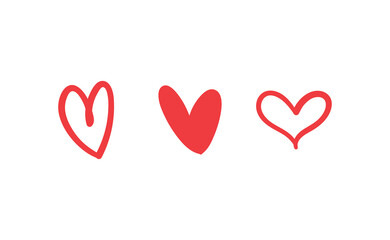 PrintHeart doodle icons. Hand drawn love hearts collection.