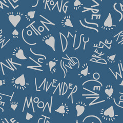 Inspiring words in blue