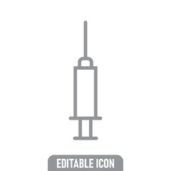 Syringe icon. Vaccine vaccination symbol. Editable line stroke.