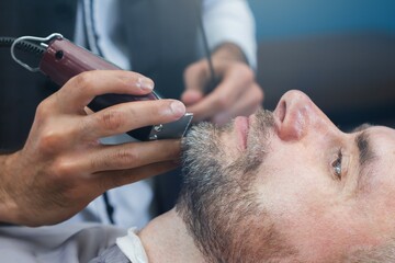 Obraz na płótnie Canvas Barbershop salon hairdresser beard barber haircut beauty, shaving beard.