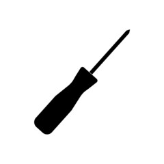 A screwdriver with a cross-shaped tip in black on a white background.