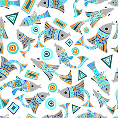 Playful fishes in blue