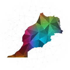 Morocco Map - Abstract polygon vector illustration low poly colorful style gradient graphic on white background