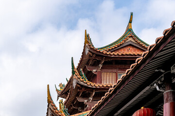 Fototapeta premium Details, doors and windows, eaves and corners in traditional Chinese Buddhist Architecture