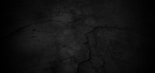 Old Grunge Background, Dark Cement With Cracks