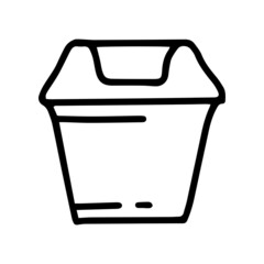 plastic trash can line vector doodle simple icon